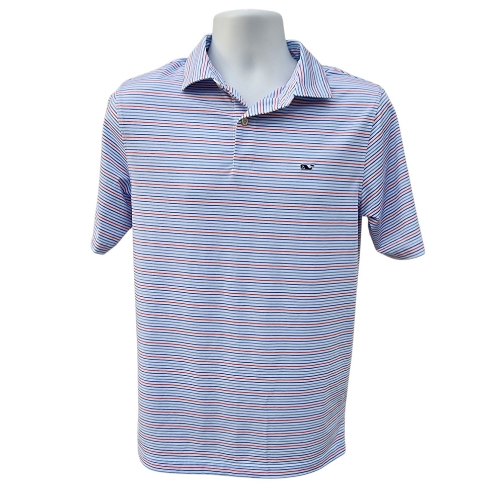 Vineyard Vines Perfect Polo Mens Small Striped Performance Golf Shirt S